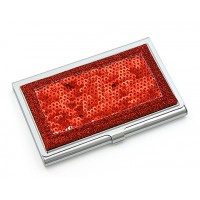 Business Card Holder - 12 PCS Sequined - Red - CH-GCH1284R 
